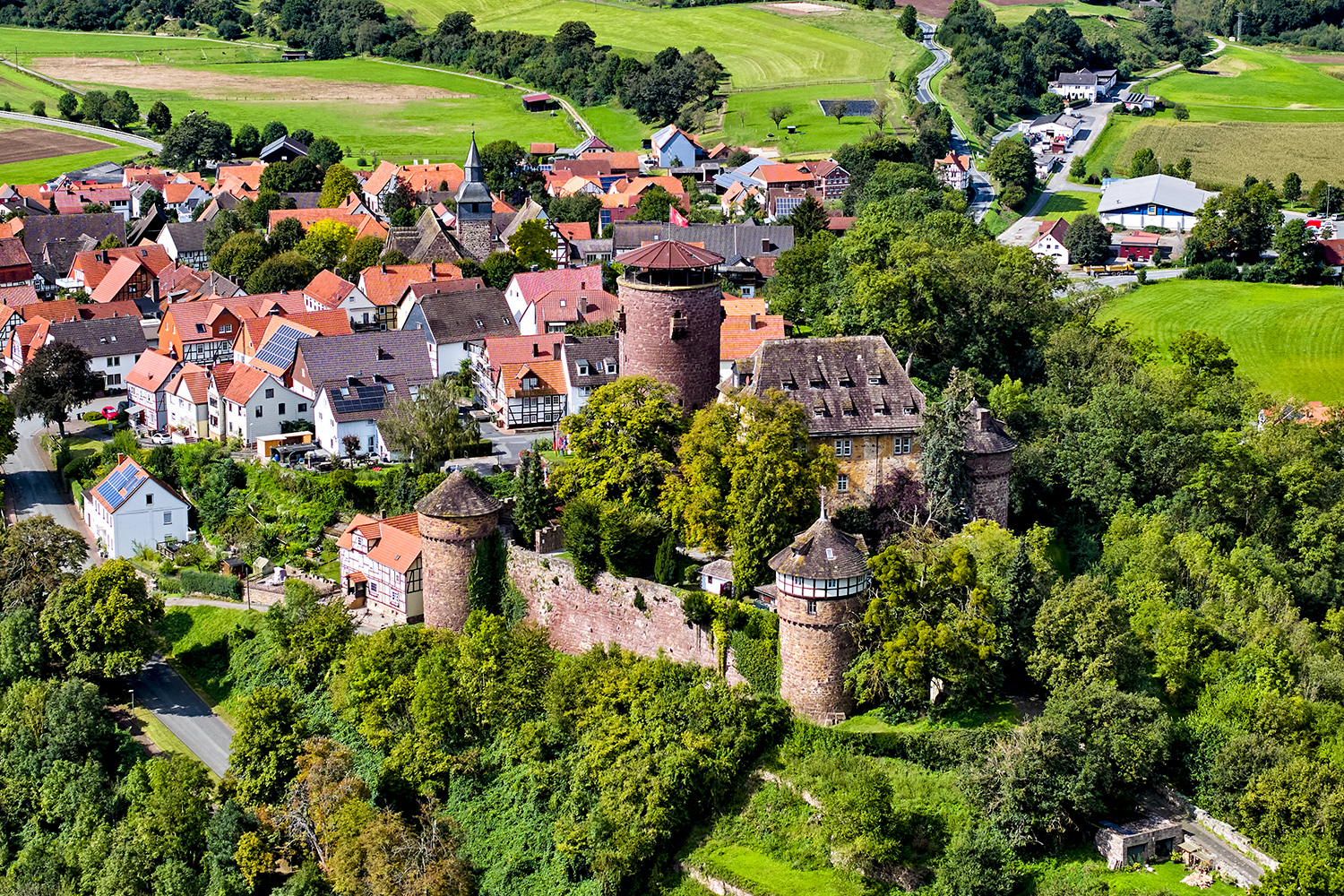 Vista aérea de Trendelburg. Ruta Alemana de los cuentos de Hadas. DZT/Florian Trykowski