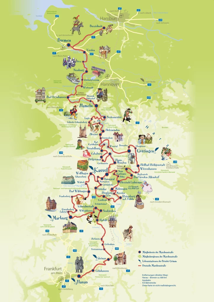 Mapa Ruta Alemana de los cuentos de Hadas. Foto: Deutsche Märchenstraße e.V.